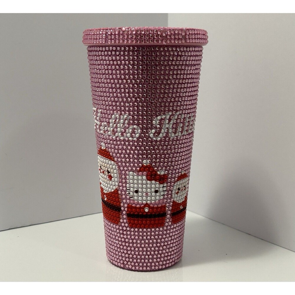 Sanrio Hello Kitty Pink Studded Holiday Tumbler NEW W/O Straw
